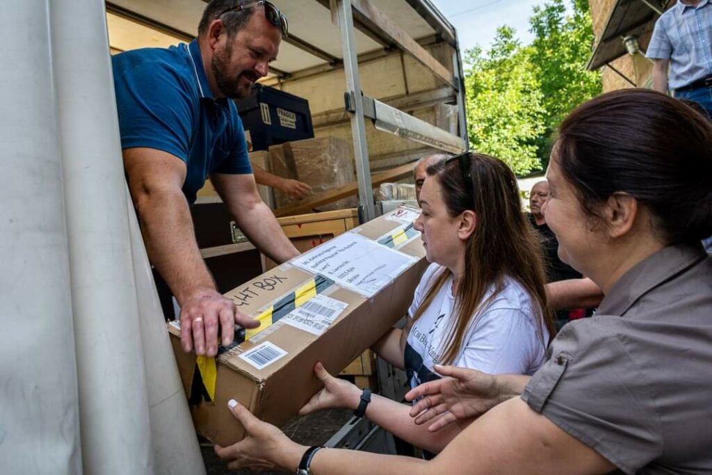 Conservation materials arriving at the Kyiv Pechersk Lavra conservation centre, August 2022