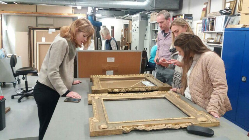 Ukrainian paintings conservators at the National Portrait Gallery frame conservation department, 2016